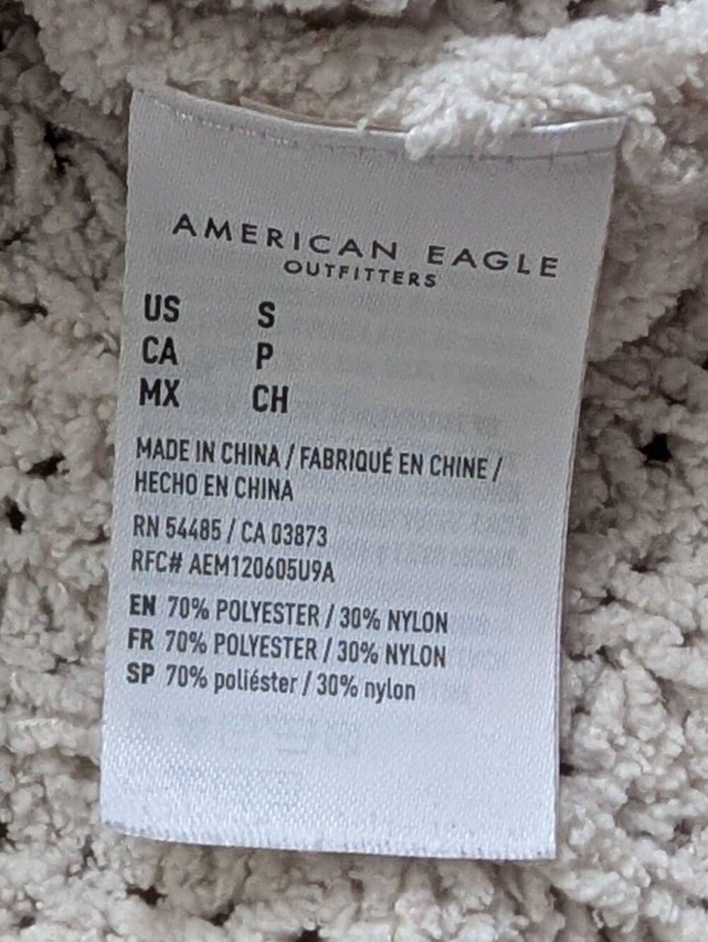 American Eagle Womens White Chenille Open Knit Cropped Hooded Sweater Size Small - Picture 8 of 13
